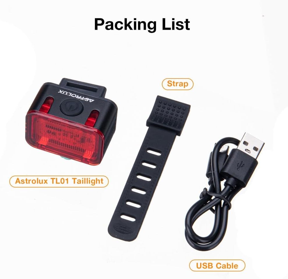 TL01 Bike Taillight 500mAh Battery 6 Light Modes Rechargeable IPX6 Waterproof Wear-Resistant Aluminum Shell Bicycle Rear Light for Night Cycling