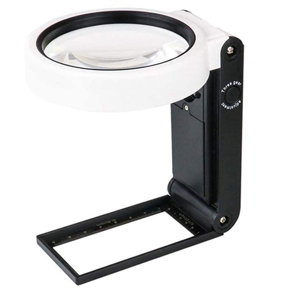 Magnifying Glass with Light and Stand, Hands Handheld 6X 25X Adjustable Folding Magnifier with Led