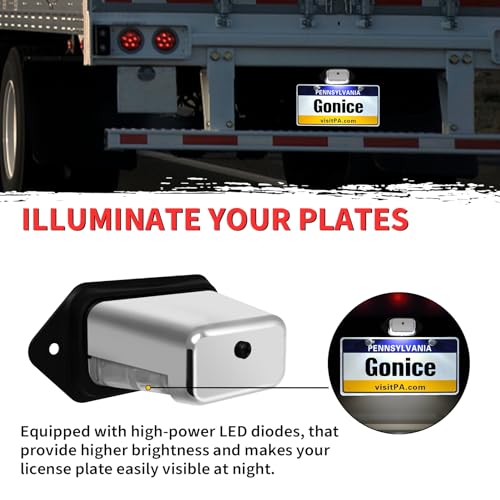 Gonice Super-Bright LED License Plate Light - 6-SMD Universal Fit for Truck Trailer Van RV SUV Boat - Under Hood Light - DOT FMVSS 108 Compliant, 12V-24V DC Waterproof
