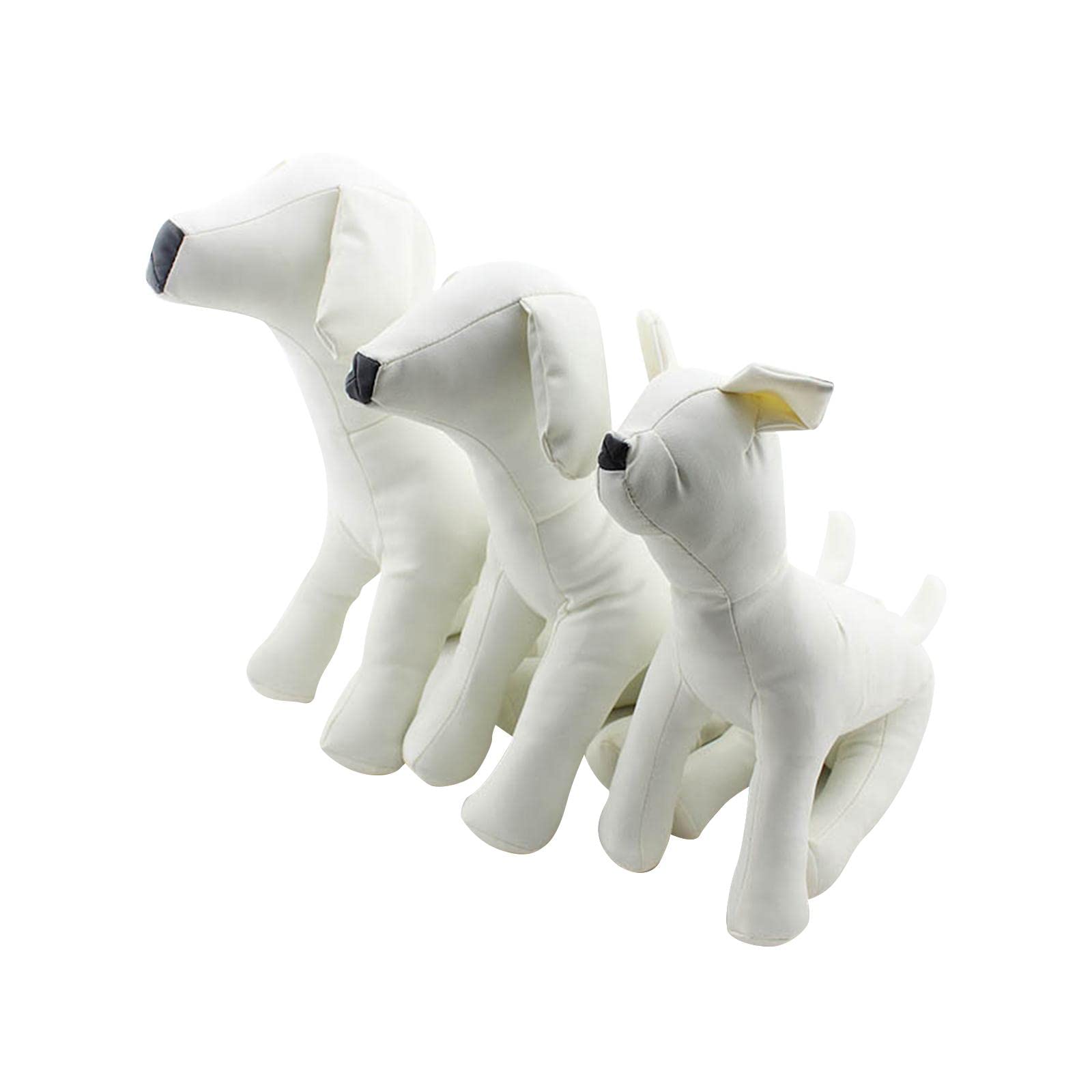 perfk Mannequins de Chien en Cuir PU, modèles de Chien Jouet Doux Grand Cintre Support de vêtements pour Animaux de Compagnie Mannequin Mannequin, Taille S Blanc