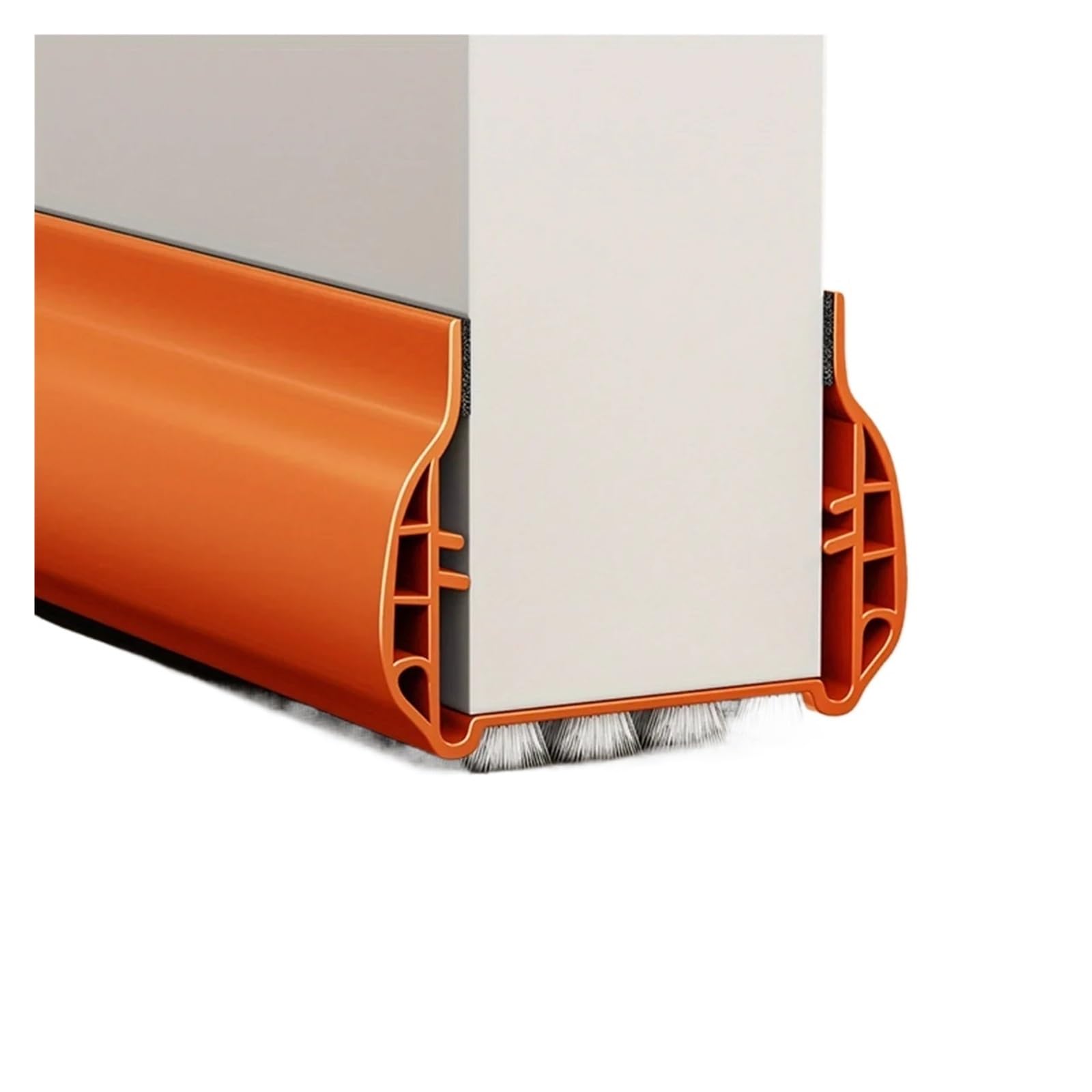 Draft Excluder For Doors 1pc PVC Door Seal Strip With Brush Bottom - Windproof, Dustproof & Soundproof Weatherstrip For Home Use(Orange)