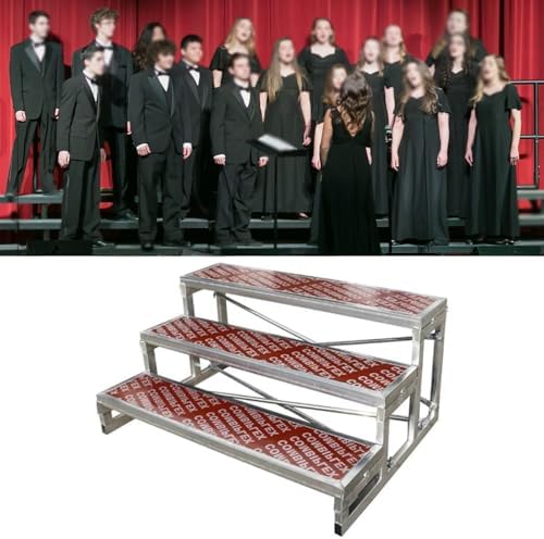Folding Choral Stairs Stage Riser Platform Based Metal Anti-Slip Portable Multi-Level Home Theater Seating,2-Tier Choir Risers - Sturdy Non-Slip Stage Ladder, Easy to Assemble, High Weight C