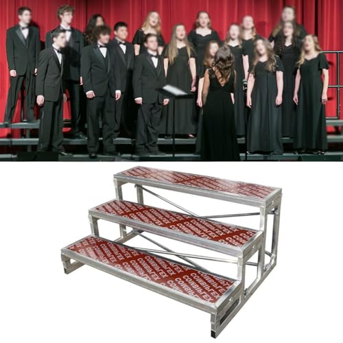 Pedane per Coro a 3 Livelli, Struttura in Acciaio Resistente con Superficie Antiscivolo, Piattaforme Pieghevoli per concerti, Ideali per aule, chiese e Servizi fotografici, con por