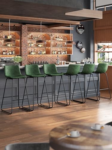 Image of 30in Bar Stools Counter Height Chairs Set of 6 Metal Legs (Green)