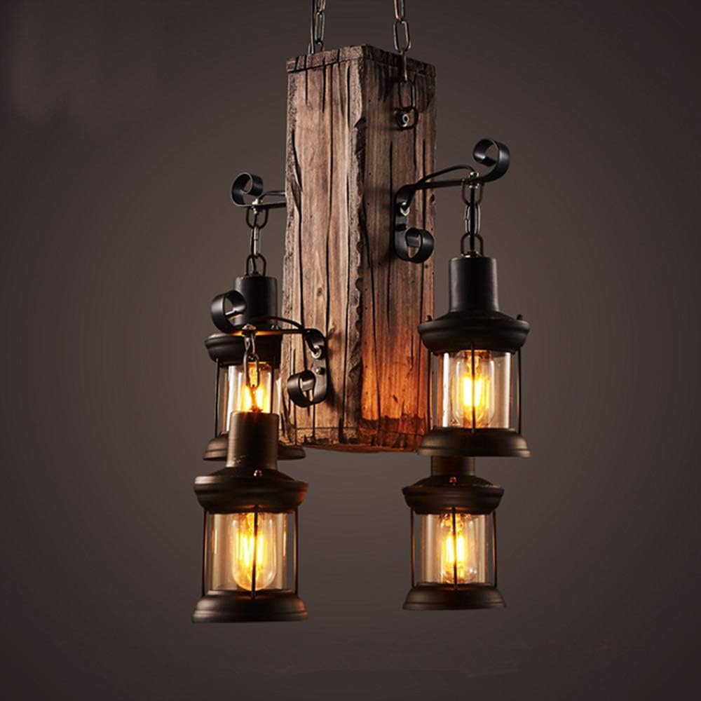 Hоttеѕt Sаlеѕ LADIQI Industrial Vintage Wooden Hanging Pendant Light Retro Loft Lantern Chandelier 4 Lights Suspension Lighting Fixture for Coffee Shop Restaurant Tесh Dеаlѕ 🔥 LADIQI Industrial Vintage Wooden Hanging Pendant Light Retro Loft Lantern Chandelier 4 Lights Suspension Lighting Fixture for Coffee Shop Restaurant