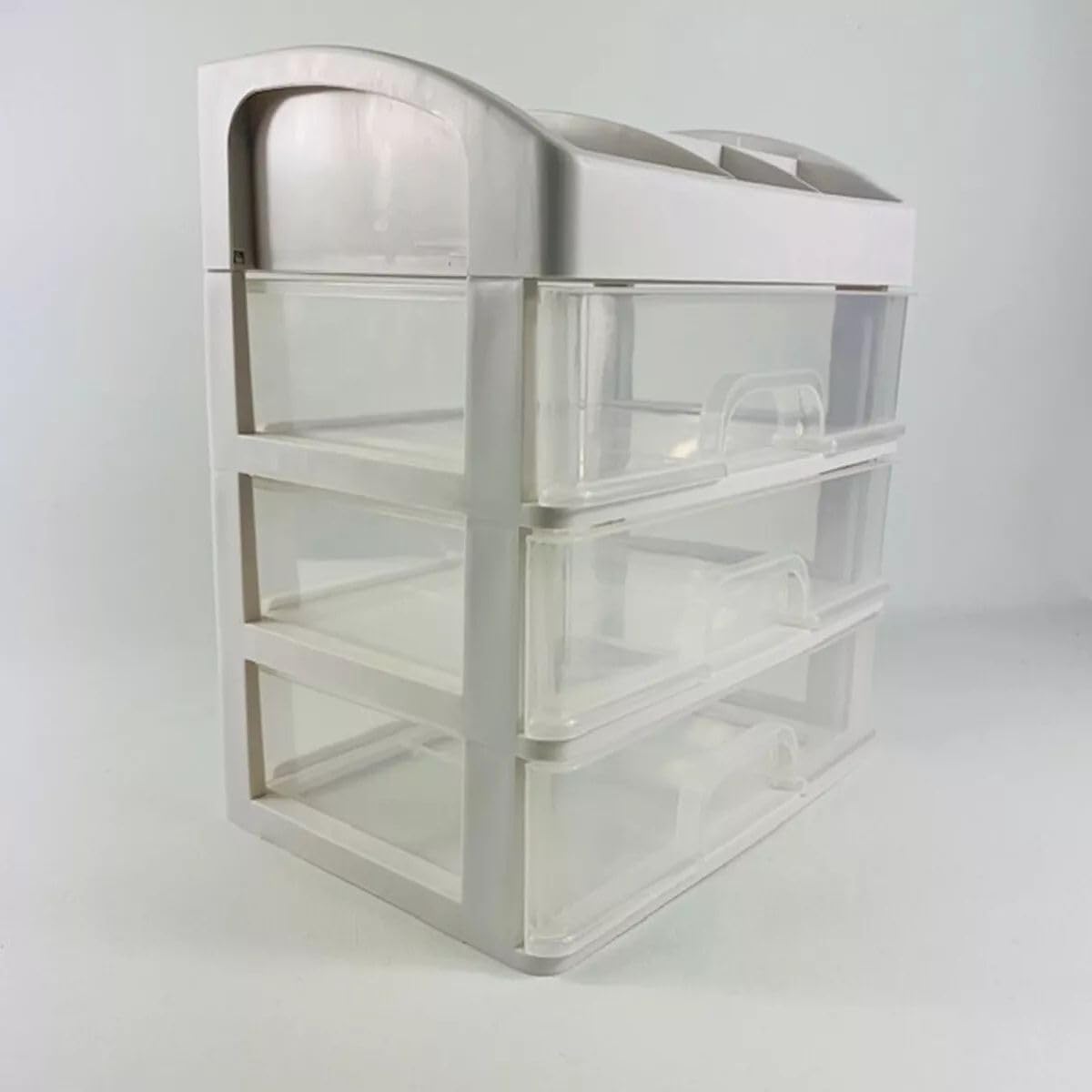 Caja de almacenamiento de escritorio con 3 cajones, organizador de cajones de escritorio multicapa, cajón de plástico, caja de almacenamiento de joyas para oficina, hogar, escuela, grande