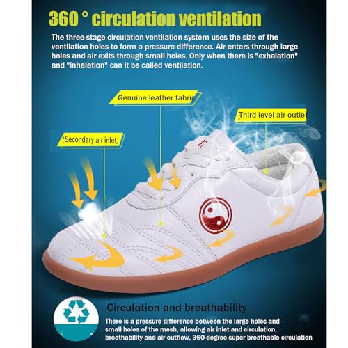 Tai Chi Shoes for Men Non Slip Martial Arts Shoes Women Leather Tai Chi Kung Fu Training Shoes,Taekwondo Shoes,Kung Fu Shoes(Size:45EU/9.5 US,Color:Black)3