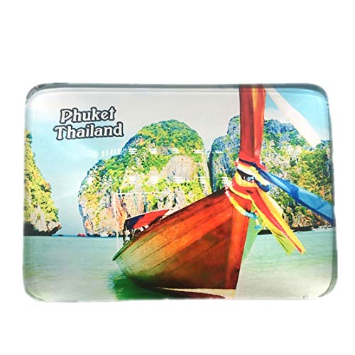 Weekinglo Souvenir Phuket Tailandia Nevera Imán de Nevera Ciudad Mundo Cristal Cristal Hecho a Mano Viaje Turístico Colección de Recuerdos Palabra Fuerte Letra Carta Pegatina Niños