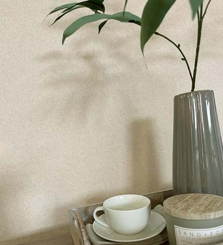 GAULAN 682865 - Papel pintado vinílico efecto textil con textura alto relieve y sutiles destellos para pared salón cocina dormitorio pasillo mueble - Rollo de 10 m x 0,53 m