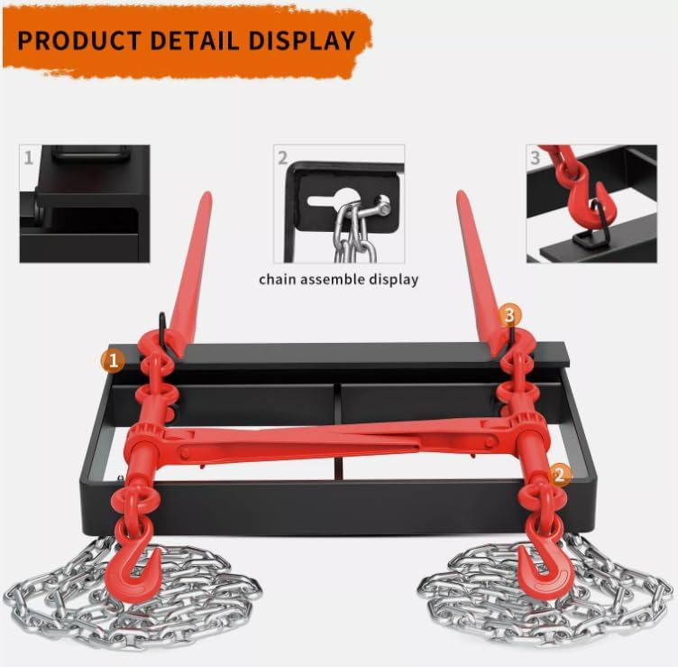 49" Universal Hay Bale Spear Tractor Bucket Loader Mover Spike 3000LBS Capacity