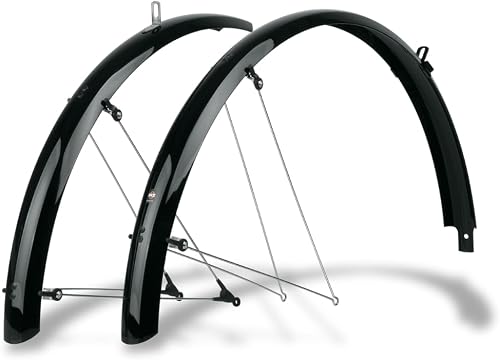 SKS GERMANY BLUEMELS Basic 26 Inch 53 mm Black Set Mudguard Set, Bicycle Accessories (Robust Sandwich Construction, ASR Safety System, V-Struts with Fixed Bridges for Flexible Adjustment), Black