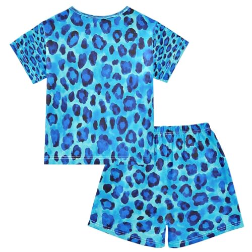 senya Short Sleeve Pajamas Sets Summer Cotton Sleepwear Blue Black Leopard2