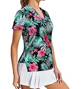 Vldnery Women's Golf Shirts Short Sleeve v Neck Loose Fit Plain Workout Tennis Polo T-Shirts