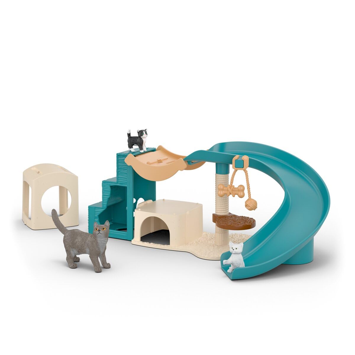 schleich FARM WORLD | Kocia zabawa 42764 | Zestaw z domkiem dla kotów, 3 kotami, drapakiem & akcesoriami | Realistyczna zabawka farma | Prezent dla dzieci od 3 lat | 12 elementów