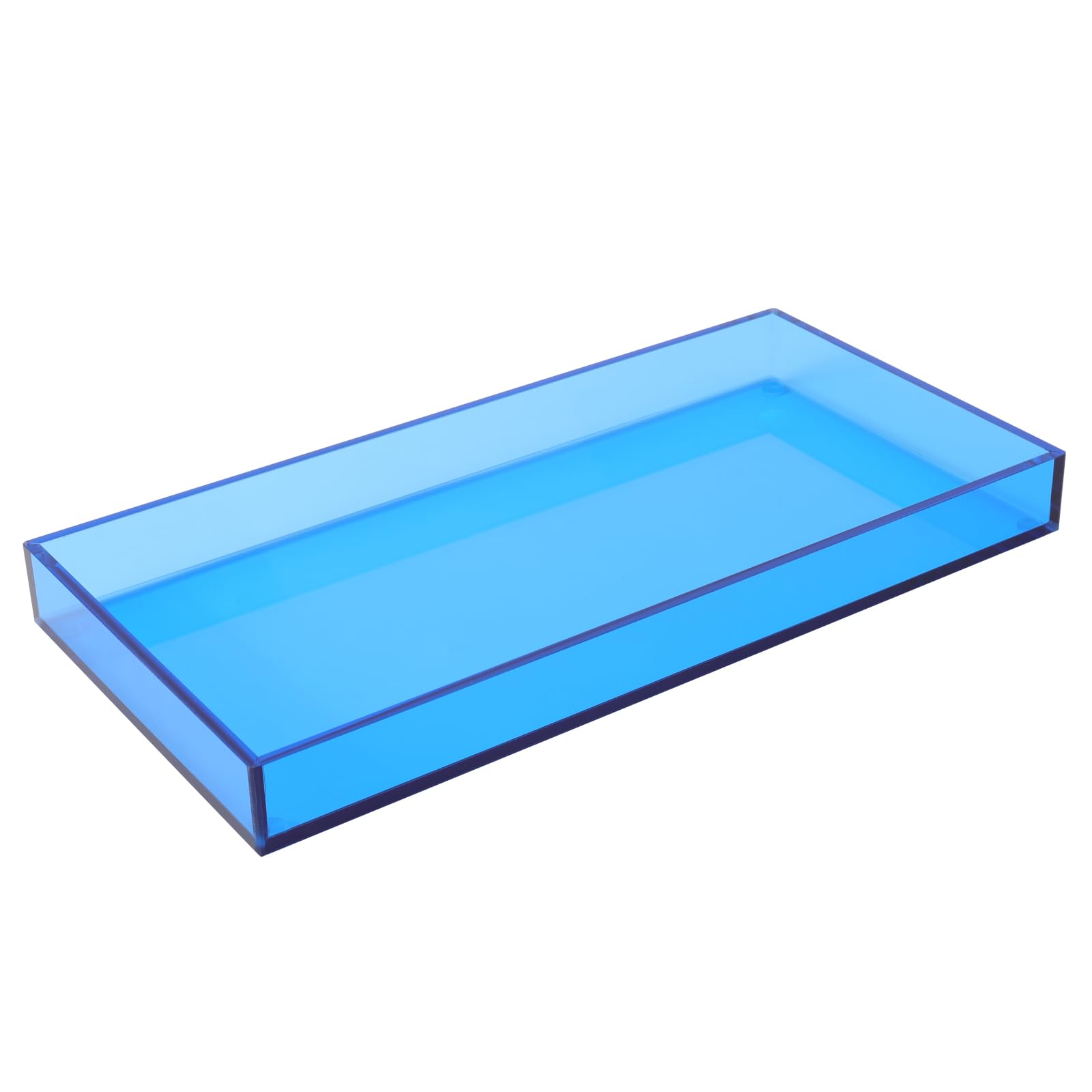 Decorative Acrylic Tray for Bathroom, Perfume, Jewellery, Makeup for Dresser, Small Desk, Sink Tray for Countertop, Blue