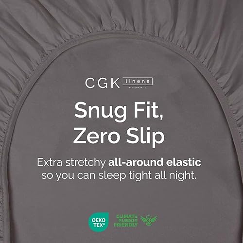 Miniatura 2 de CGK Unlimited - Sábana bajera ajustable de lujo, para hotel, se adapta a colchones de hasta 16 pulgadas, extrasuave, sin arrugas, transpirable y