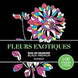 Bloc de coloriage Black Premium - Fleurs exotiques