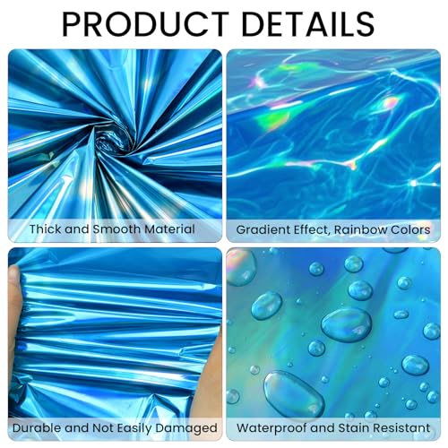 Image of 3 Pcs Iridescent Ocean Waves Tablecloths, 54 x 108 Inch Disposable Plastic Ocean Table Cloth, Water Print Tablecloths Ocean Table Cover for Beach Pool Sea Theme Party Decorations