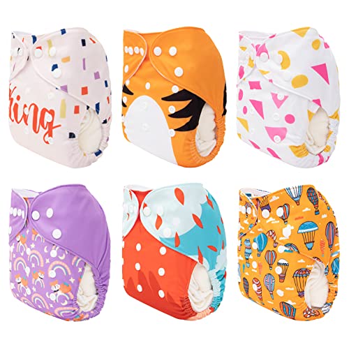 ALVABABY - 6 pannolini in tessuto, lavabili