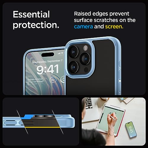 Image of Spigen Ultra Hybrid Back Cover Case for iPhone 15 Pro Max, Durable Hybrid Structure, Air Cushion Technology - PC+TPU | Sierra Blue