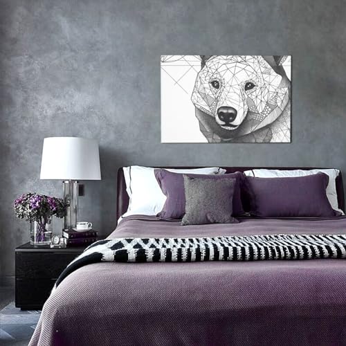 Impression sur toile ours moderne géométrique déco murale bureau 30x45