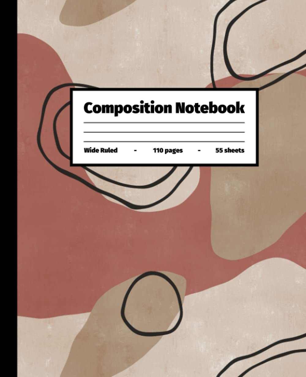 Aesthetic Composition Notebook: Abstract Organic Shape Modern Design Wide-Ruled Journal for School