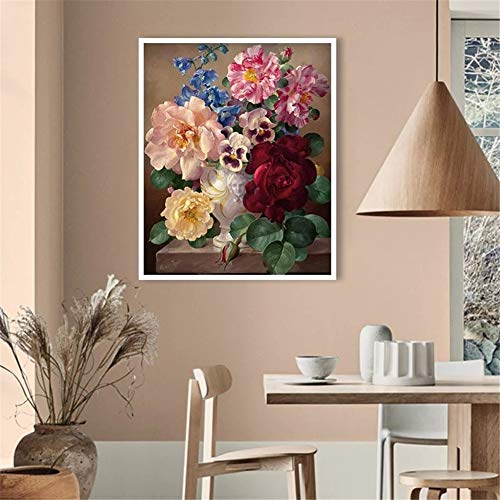 Kit Broderie Diamant Rose Rouge 80x100cm | Toile Grand Format Square Drill - 3