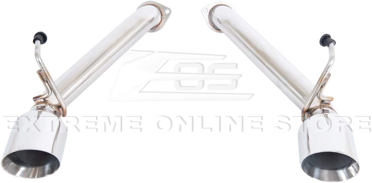 Replacement For 2009-2021 Nissan Z34 370Z STAINLESS STEEL ANODIZED SILVER Muffler Delete Axle Back 4.5" Double Wall Dual Tips Exhaust EXT-MD005-2