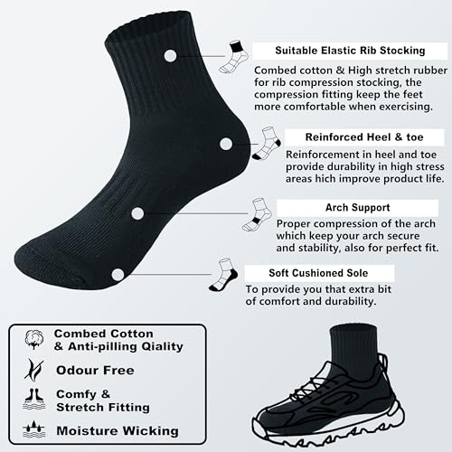 Image of MAGIARTE Womens Mini Crew Ankle Socks Athletic Casual Cotton Socks for Women