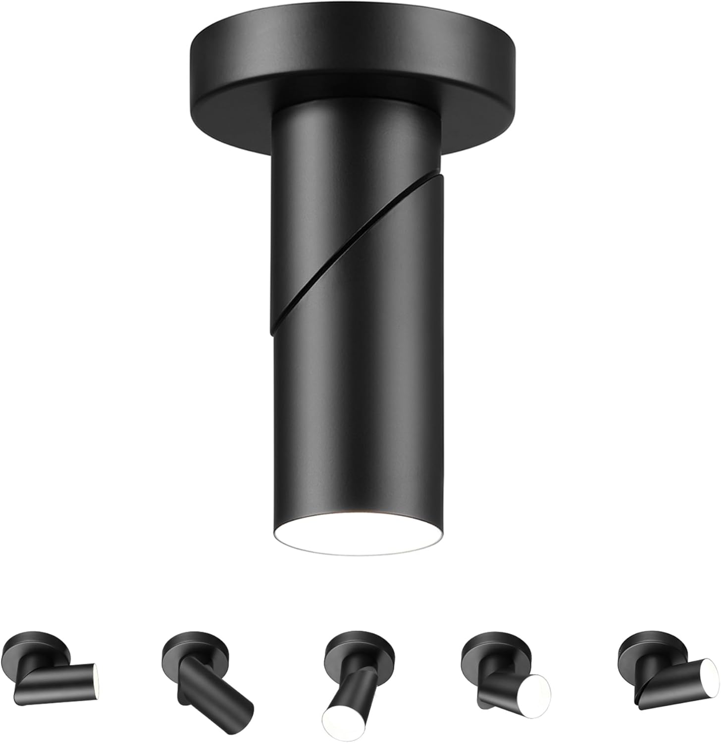 Globe Electric 64000113 4.5" Convertible Wall or Ceiling Mount LED Integrated Track Lighting Spotlight, Matte Black, Adjustable Pivoting Head, 9W, 500 Lumens, 3000 Kelvin, Dimmer Switch Compatible