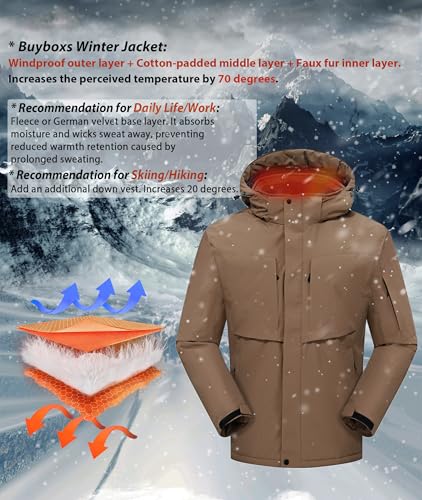 Image of Mens Winter Snow Jacket Waterproof Ski Jackets Snowboard Rain Warm Coat Insulated Hood Fleece Lined