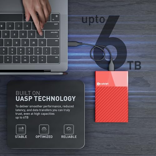Image of Cablet 2.5 Inch SATA USB 3.0 HDD /SSD Portable External Enclosure for 7mm and 9.5mm, Tool-Free Design, Supports UASP Max 6TB (HD2577-U3-RD)
