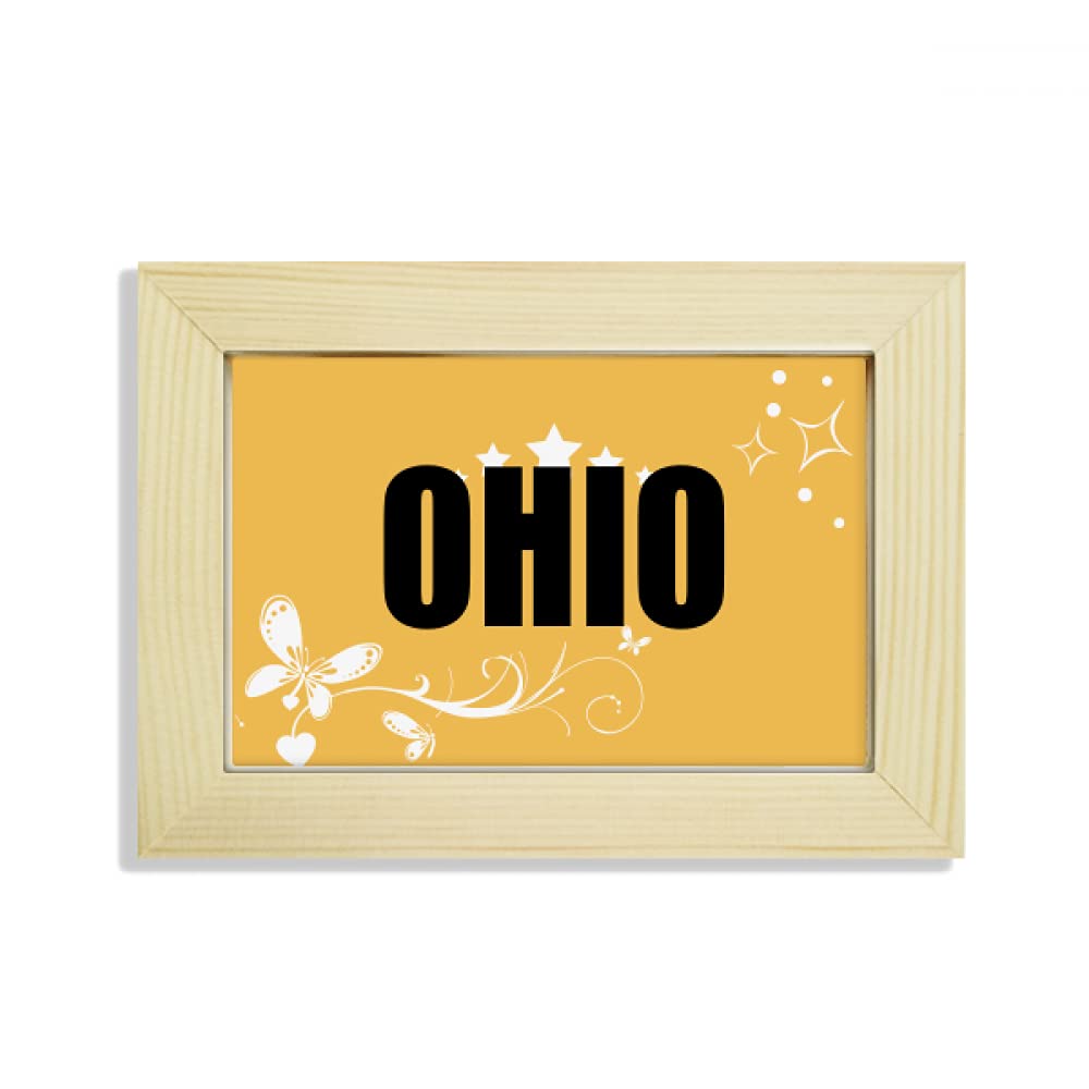 Escritorio de madera marco de fotos de flores pintura de Ohio Estados Unidos