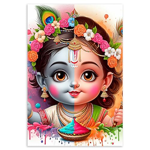 Image of Twinster Bal krishna Posters Photo for Pregnant Women, Baby Poster Self Adhesive (Size 45 cm by 30 cm) Pack of 1 (Design 10)
