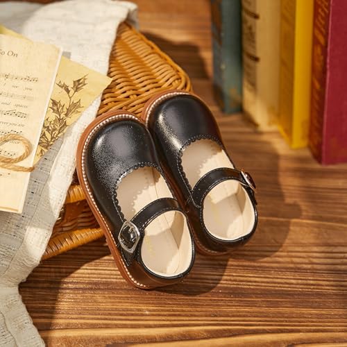 Image of PHIRAMIN Toddler Girl Mary Jane Student Oxford Shoes-Little Girl School Uniform Shoes for Wedding Party