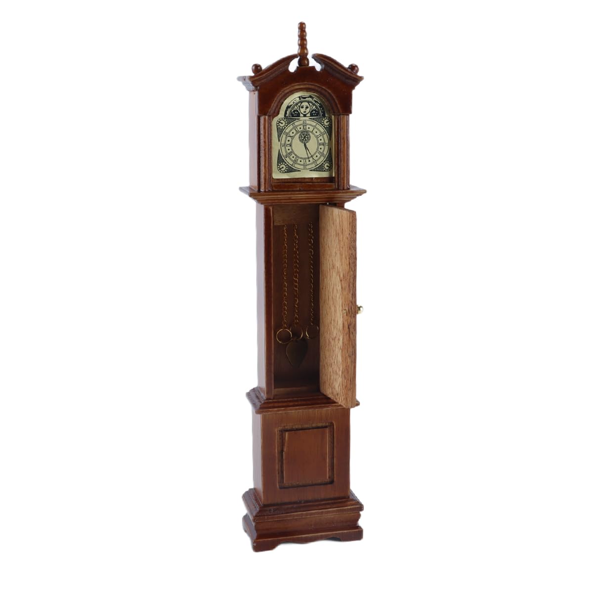 Ausi Mini Grandfather Clock Model,1:12 Scale Dollhouse Furniture, Retro Wooden Floor Clock for Home Decor Brown - Image 2