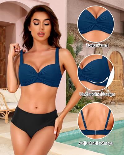 Image of Yonique Women Underwire Bikini Top - 2026 Push Up Swimsuit Tops Padded Bra Bahting Suit