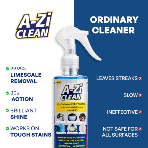 Image of Tap Cleaner | Removes Hard Water Stains & Limescale | Ideal for Chrome, Steel & Taps, Mirrors, Bathtubs, Sinks & Showers | All-Purpose Cleaner & Limescale Remover Spray, 200ml