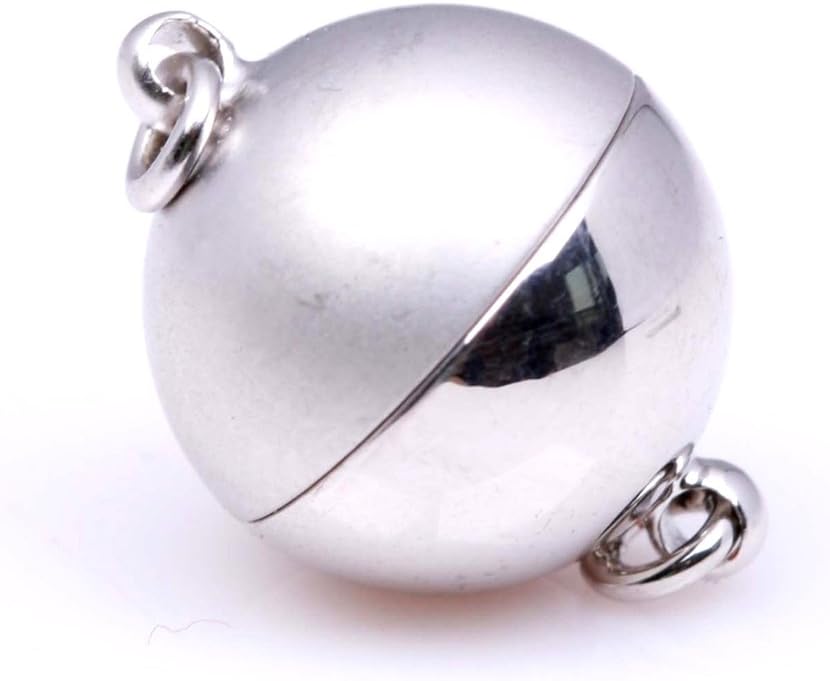 Weston Fine Jewelry 5 PCS - 12mm 18k White Gold Plated Round Magnetic Clasps - Half Matte & Half Shinny