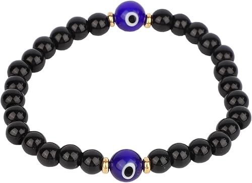 Pulseras contra el mal de ojo, pulseras de cuentas contra el mal de ojo, cristal negro, protección de esmalte de color, joyería de manifestación