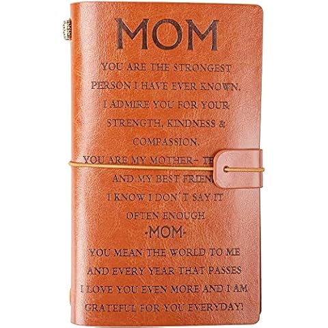 Apeso Mom I Love You Engraved Leather Journal - 140 Page Refillable Notebook for Writing, Sketching and More - Birthday, Thanksgiving, Christmas Gifts for Mom Cover