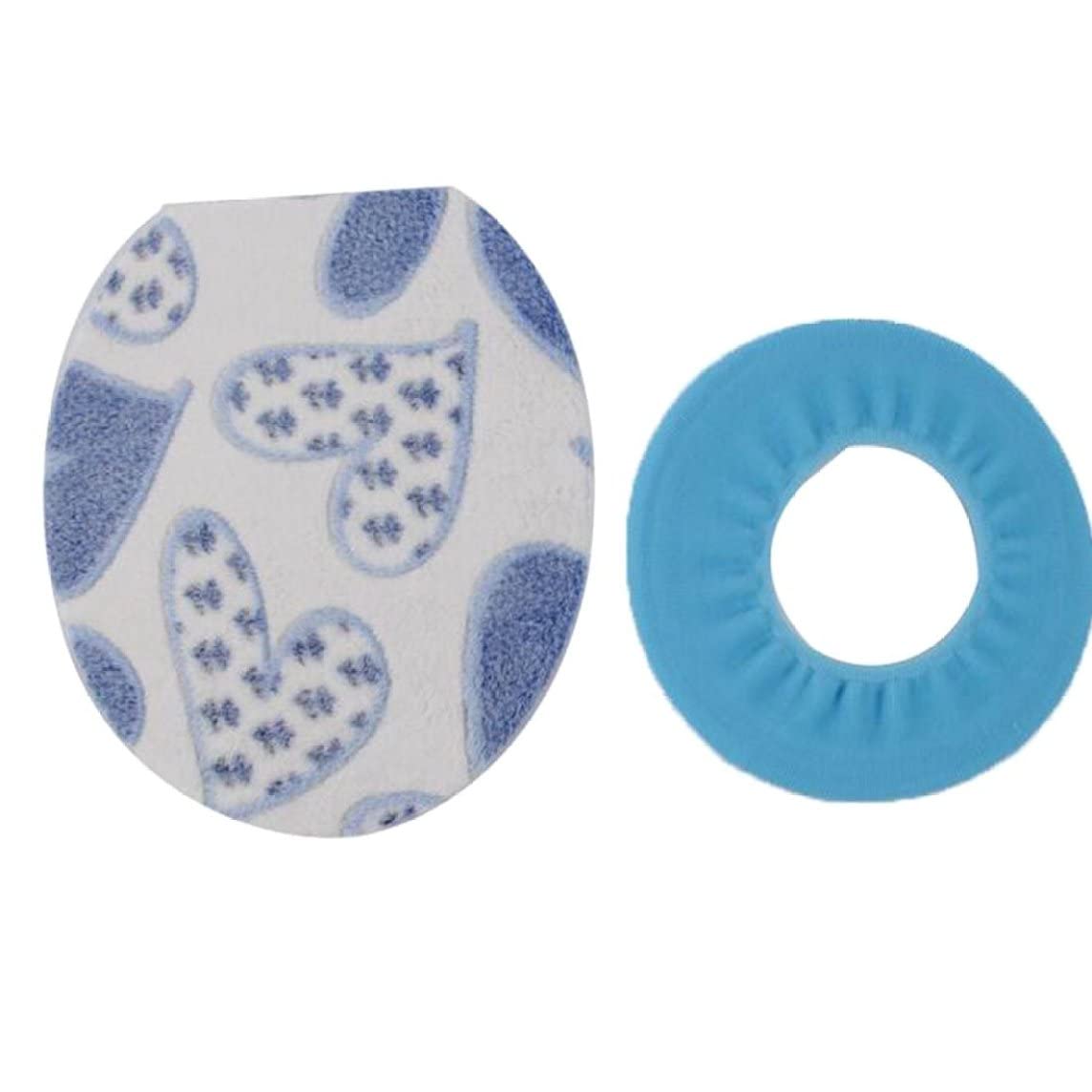 Wedhapy Toilet Seat Cushion Toilet Seat Cover Set Soft Plush Cushion Warmer Lid Cover 2PCS Lid