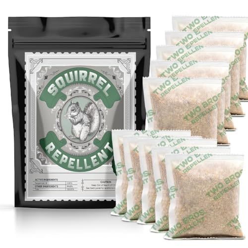 Squirrel Repellent Outdoor, Mint Squirrel & Chipmunk Repellent, Peppermint Oil Repel Squirrel & Chipmunk in Gardens/Bird Feeders/Attic & Yard, Cover for 120 sq ft Area - 10P