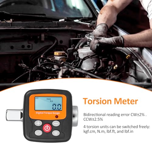 VISLONE Digital Display Torque Meter Wrench Torque Tester 1/2'' Drive with Sound Light Alarm Function High Accuracy 4 Torque Units Backlit Display - Image 3