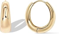 PAVOI 14K Gold Plated 925 Sterling Silver Small Chunky Hoop Earrings for Women | Thick Lightweight Gold Hoops 19mm