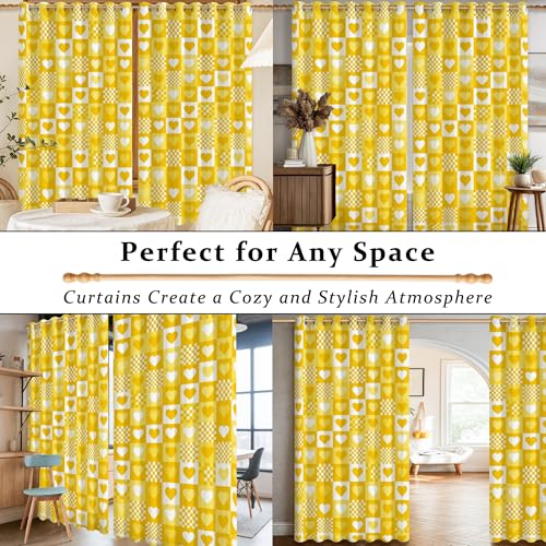 Rideaux occultants design cœur jaune pour une pièce joyeuse - 8