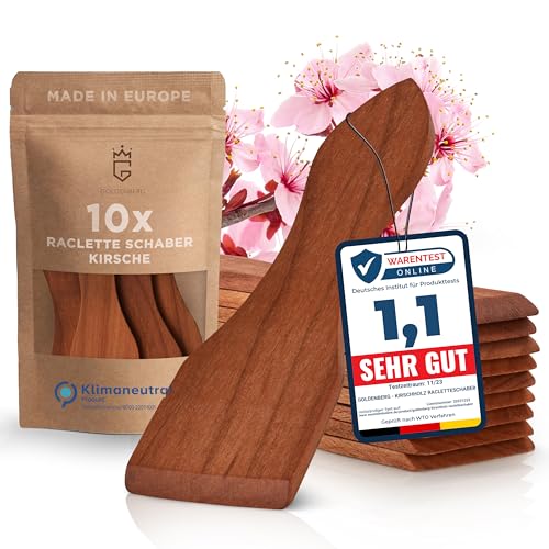 Das ausgezeichnete GOLDENBERG® Raclette Schaber Kirsche geölt - 10er Set Raclette Spachtel - Raclette Zubehör aus Europa - Raclette Schieber - Holz Spachtel Raclette - Raclette Holzschaber Das ausgezeichnete GOLDENBERG® Raclette Schaber Kirsche geölt - 10er Set Raclette Spachtel - Raclette Zubehör aus Europa - Raclette Schieber - Holz Spachtel Raclette - Raclette Holzschaber