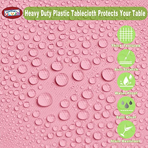 Party Ulyja Pink Plastic Table Cloths For Parties 2-Pack Disposable Tablecloths 84" Girl Baby Bridal Shower Table Covers For Round Tables Gender Reveal Events (Heavy Duty, Extra Durable, Reusable) #TOP19