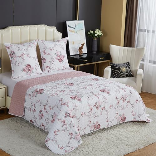 Fanny & Céline Couvre-lit Boutis épais matelassé 220x240cm avec 2 Taies 65x65cm B-1-143