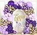 ALL-IN-1 Purple and Gold Balloon Arch & Garland Kit – Small and Large Purple Gold Balloons with Confetti – Lavender, Dark Purples, Pastel Purples Lilac Party Decorations for Birthday and Graduation
